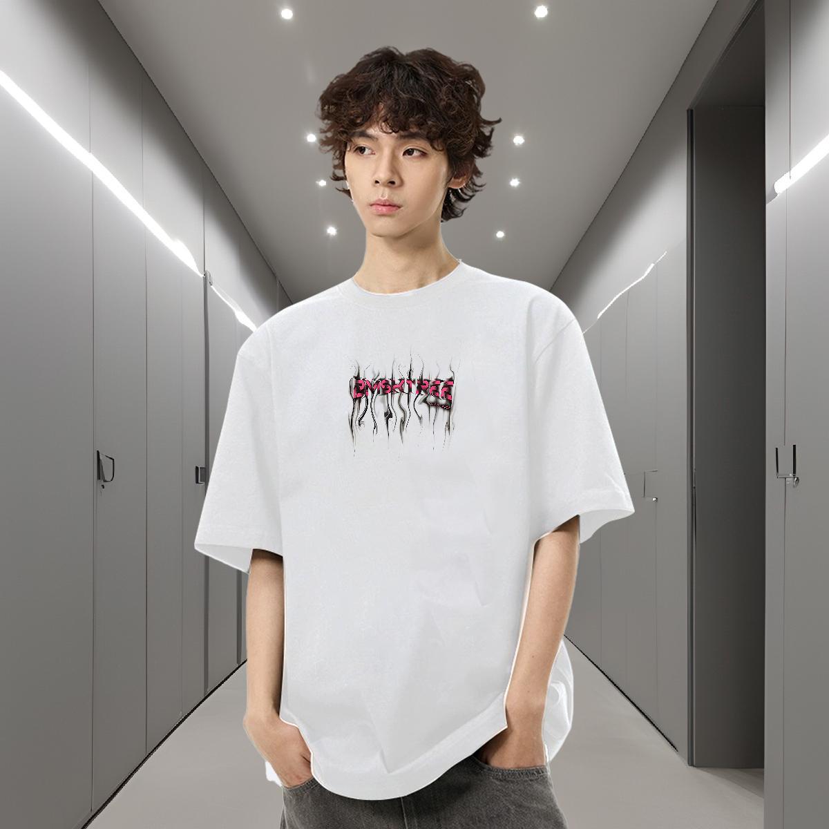 Custom T Shirt For Man letter Tees Shirts 230g 100% Cotton Casual Popular White Plus Size Pure Cotton Mens Tshirts