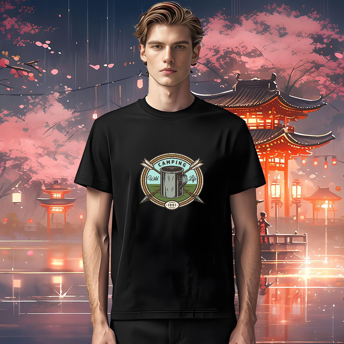 2024 DIY T shirt tool Polos 230g Pure Cotton Home Outdoor TOP Quality Floral Print Breathable Crew Neck Men Tops Tees