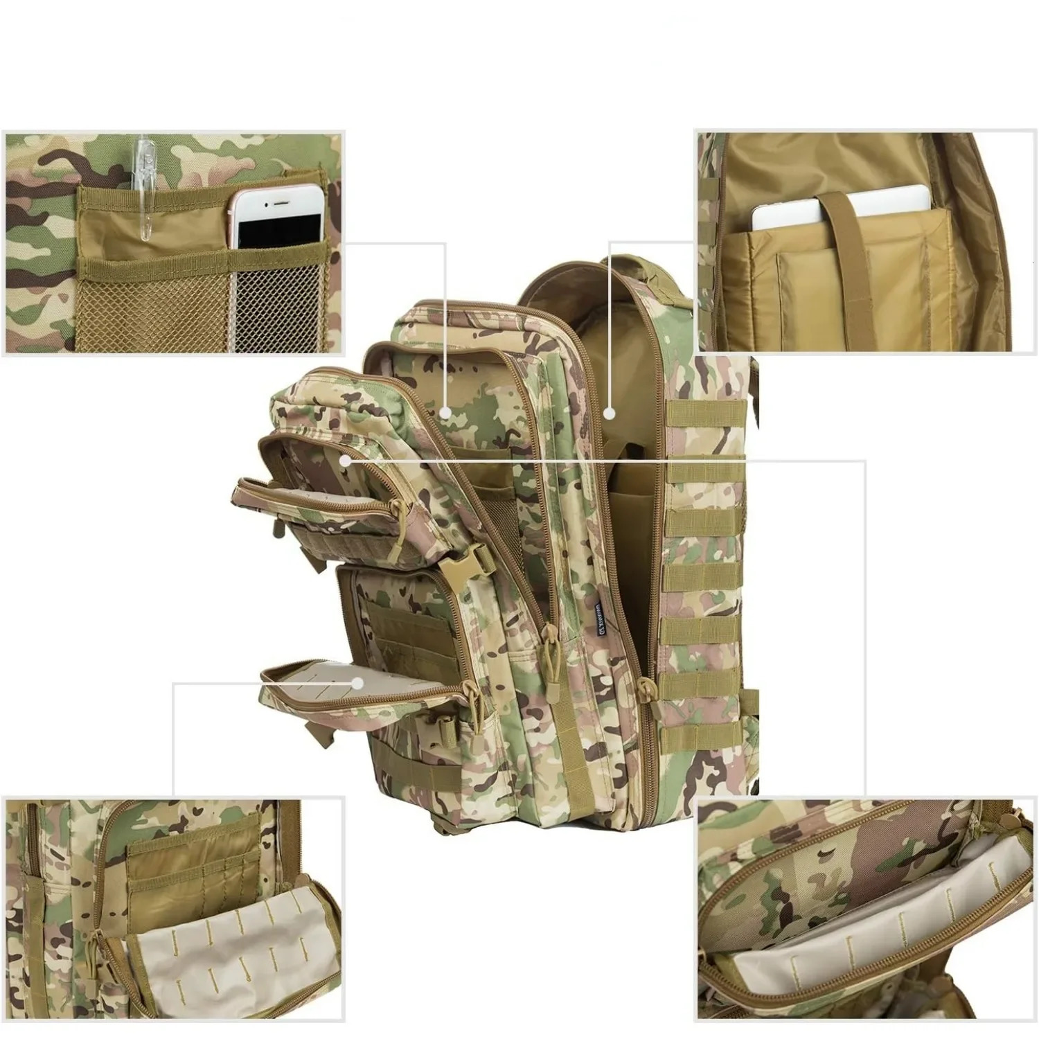 Outdoor hiking bag camouflage tactical horseback riding backpack equipment camping womens 240807
