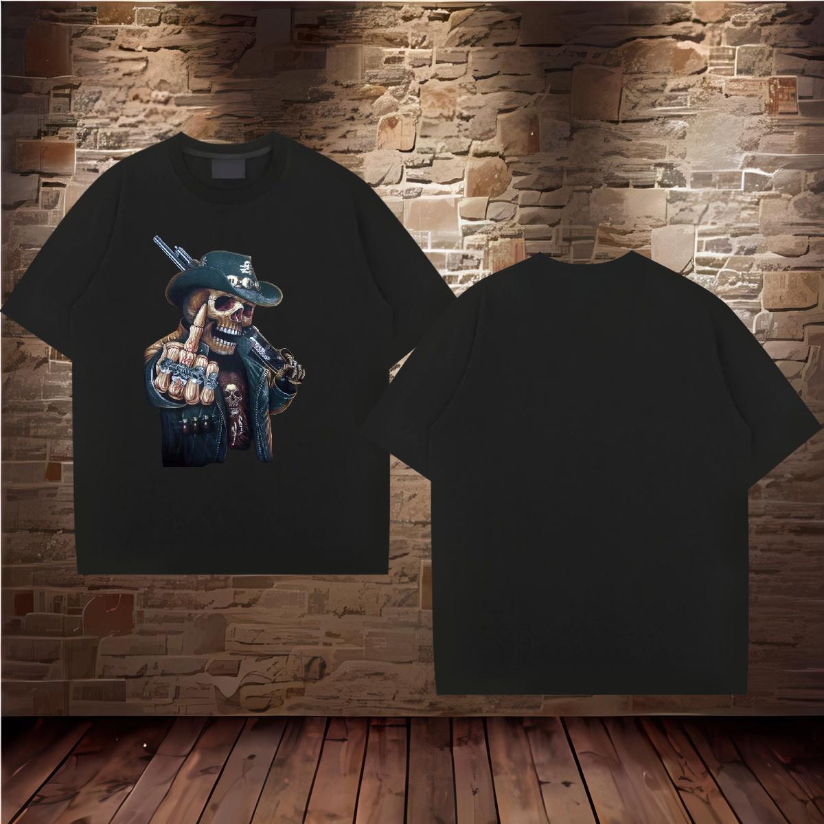 New T-Shirts for Men skull Tops 230g Pure Cotton Summer Casual Cool Customized Print Crew Neck Men Clothes T-Shirt