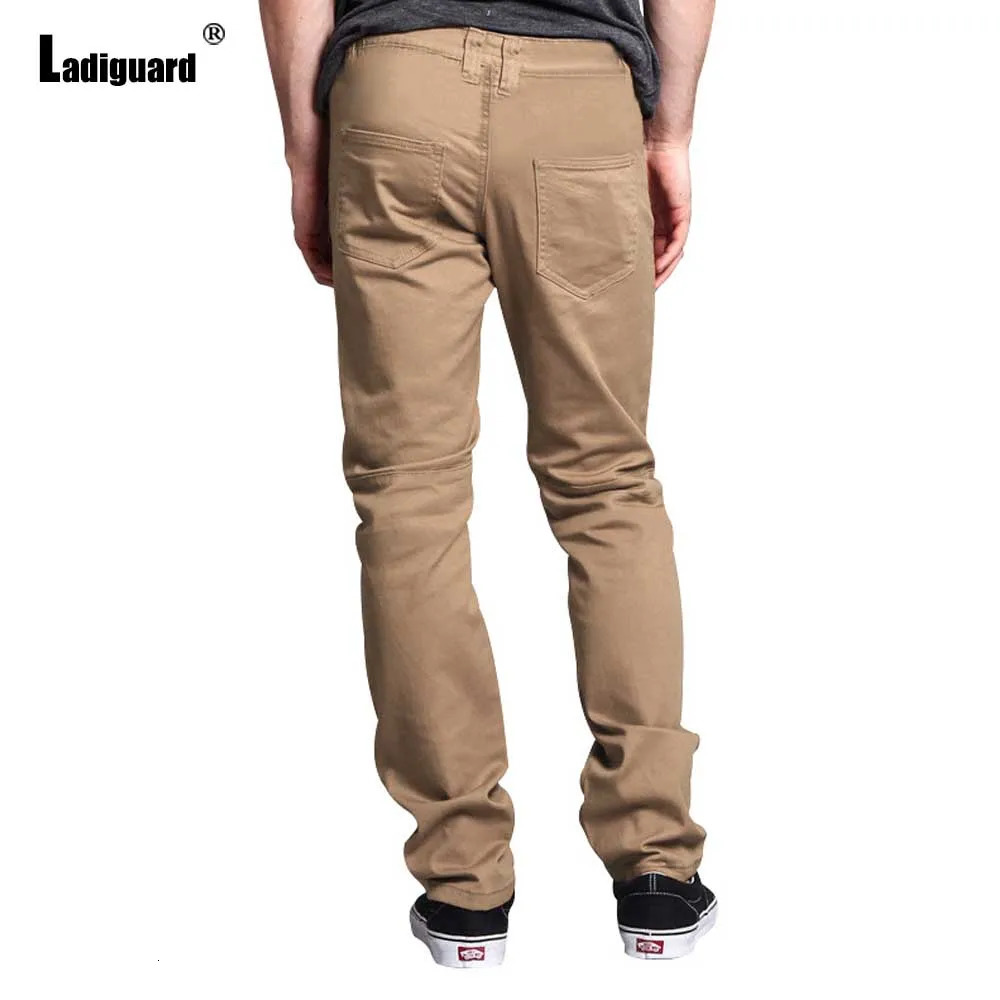 Ladiguard Mens Casual Stand Pocket Pants Solid Blue Cargo Trouser Men Streetwear Plus Size Fashion Pleated Sweatpants 240806