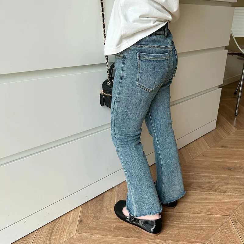 Jeans Spring Girls Vintage denim slit bell bottoms high elastic slim-fit jeans