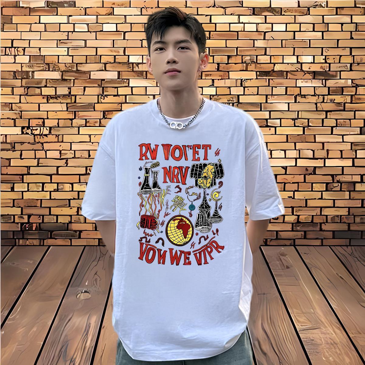 DIY Men T Shirts letter Tee Shirt 230g Cotton Street wear Hip Hop High Quality Anime Short Sleeve Soft Tshirts