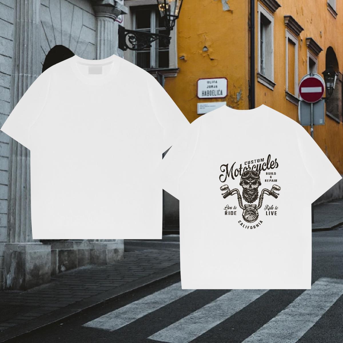 Designer T Shirts Men skull Clothings 230g 100% Cotton Street Unisex Customized Print Breathable Crew Neck Men Tops Tees