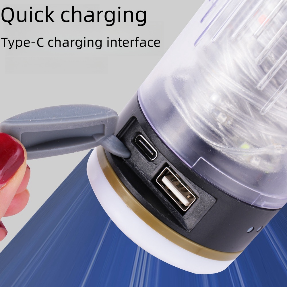 Retractable Outdoor Camping Light Set - Includes 10M Light String with Multiple Functions, USB Charged, Ideal for Campsite Tents & Emergency Use