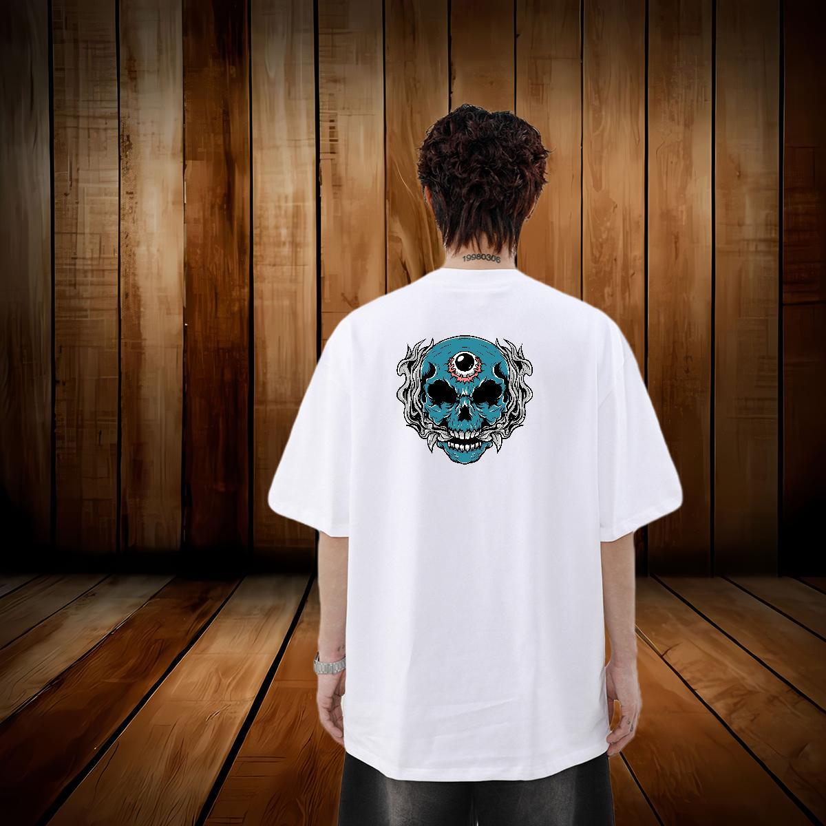 Brand Men T Shirts skull Tops Tees 230g 100% Cotton Daily Wear Designer Graphic Breathable Short Sleeve Men Tops Tees