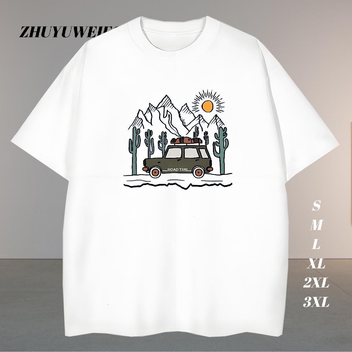 New T Shirt For Man car Tees 230g 100% Cotton Home Outdoor Popular Plus Size Custom Breathable Men Tops Tees