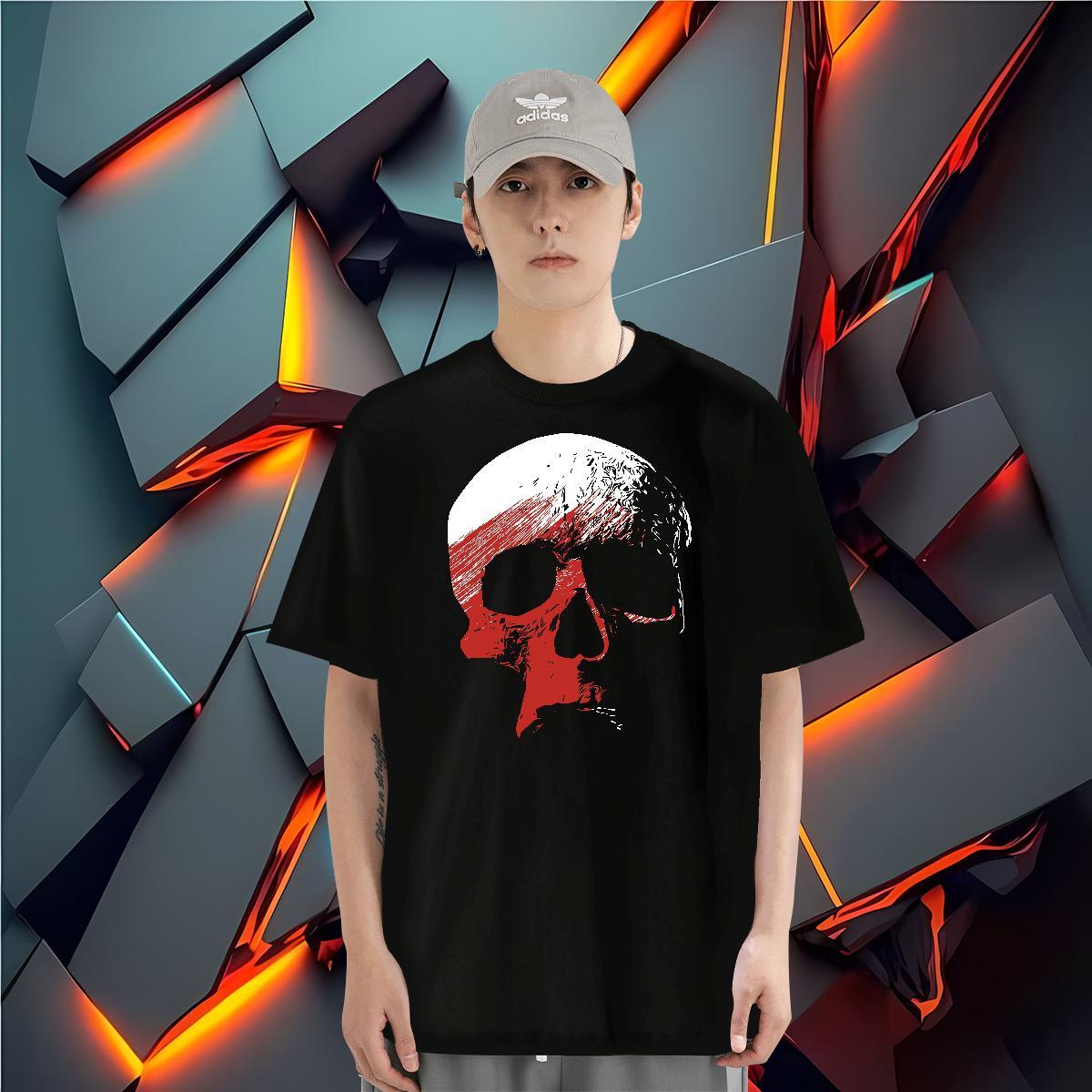 Fashion New T Shirt For Man skull Top Tees 230g Pure Cotton Casual Beach Free Shipping Customized Crew Neck Breathable Men Clothes T-Shirt