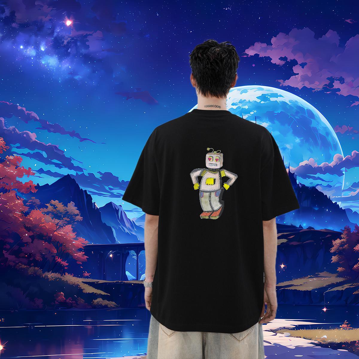 Designer Mens T Shirts robot Tee Shirt 230g Pure Cotton Hip Hop Street High Quality Custom Print Oversized Round Neck Short Sleeve Men Tops Tees