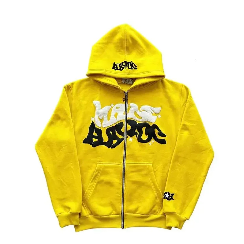 Y2k Printed Men Zip Up Hoodies Hip Hop Oversized Pocket Sweatshirt Anime Harajuku Punk Streetwear Clothes Loose Pullover Hoodie 240806