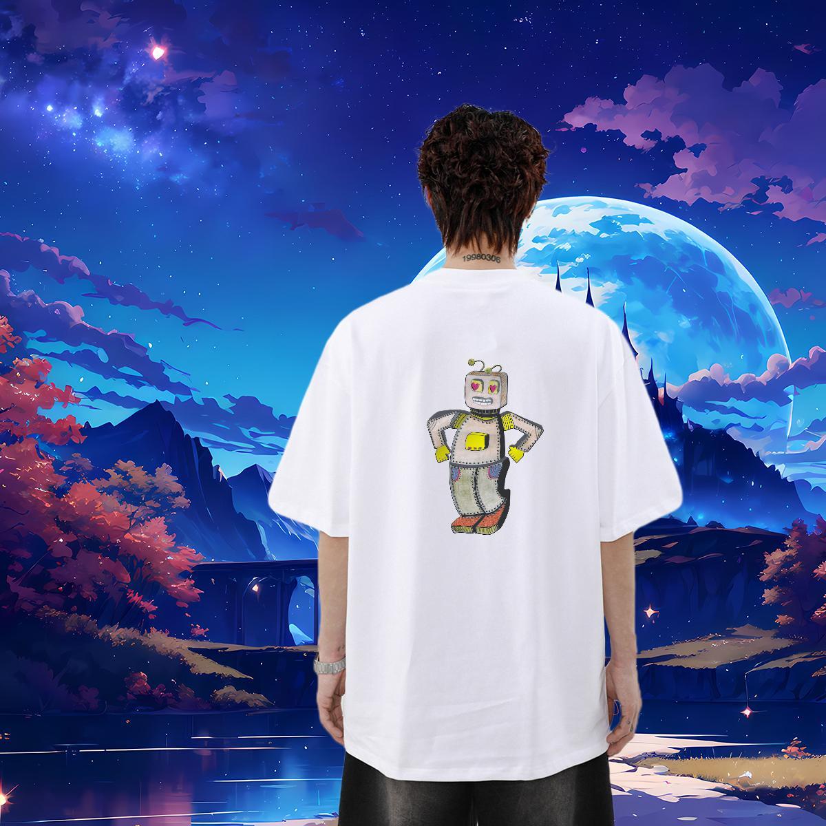 Designer Mens T Shirts robot Tee Shirt 230g Pure Cotton Hip Hop Street High Quality Custom Print Oversized Round Neck Short Sleeve Men Tops Tees