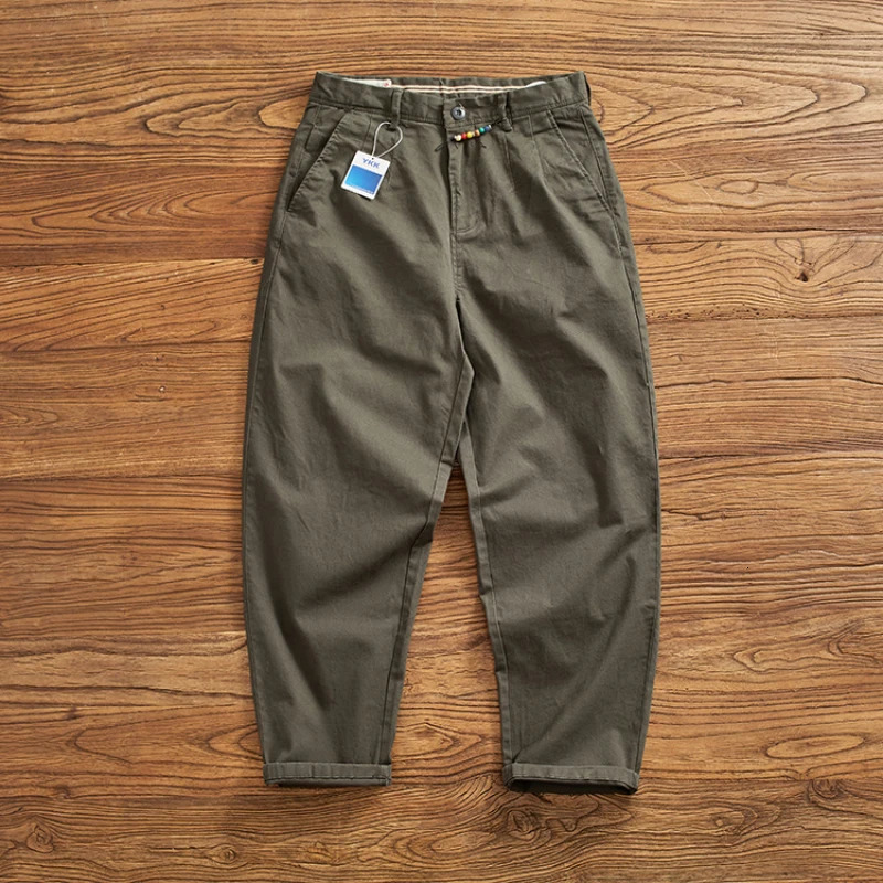 Fashion Cargo Pants Men Clothing Retro Simple Casual Wear Stretched Loose Oversized Tooling Trousers Washed Woven Twill 240806