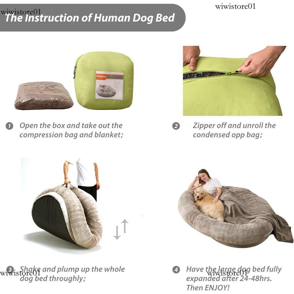 Large Human Dog Bed for Adults & Pets Giant Washable Beag with Breathable Fur Bury Orange dh5727163