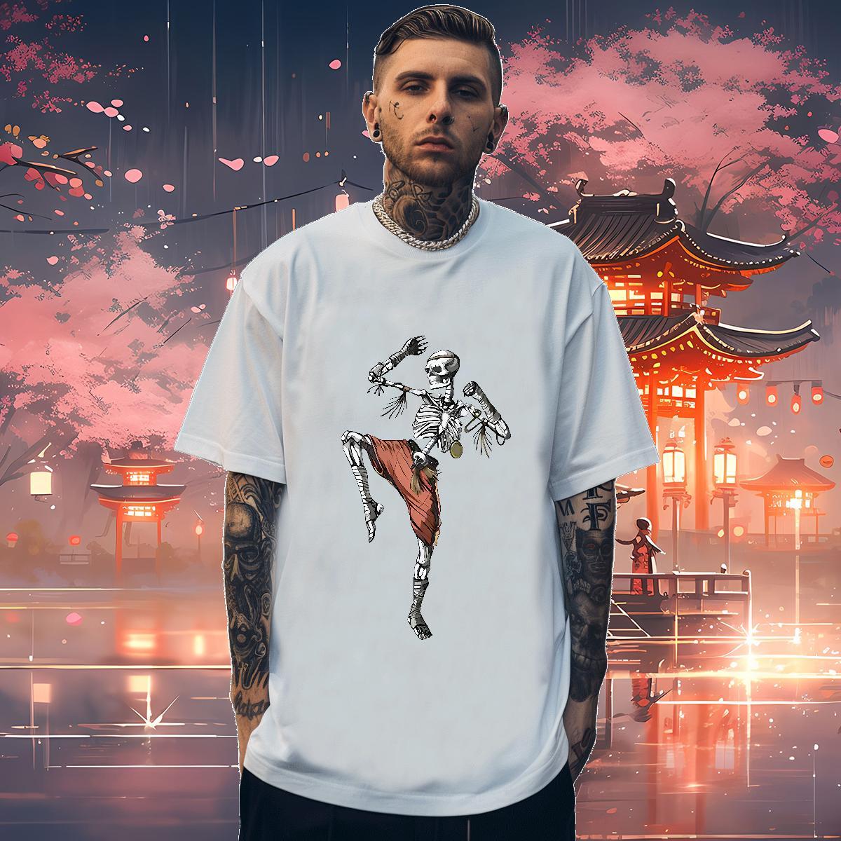 Custom T-Shirts for Men skull Tee Shirt 230g 100% Cotton Outdoor High Quality DIY Printed Short Sleeve O-Neck Tshirts