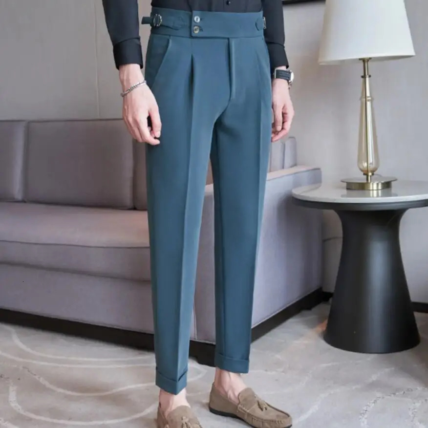 Mens Casual Pants Soft Tight Stretch Trousers For Business Social Office Workers Interview Party Wedding Suit 3828 240806