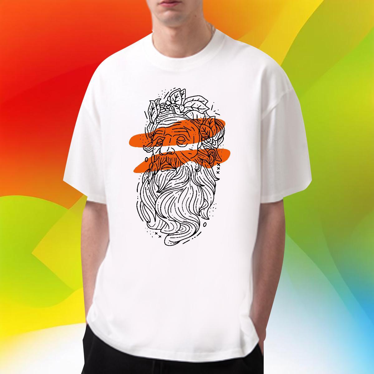 Classic Casual T shirt portrait Clothings 230g Pure Cotton Street wear Hip Hop Brand Graphic Crew Neck Breathable Mens Tshirts