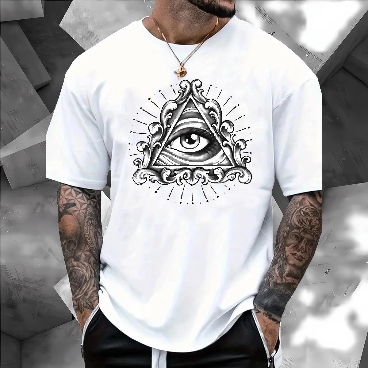 Classic Man T Shirts eye of the devil Tops 100% Cotton 230g Sport TOP Quality Custom Printing Breathable Short Sleeve Men Tshirts