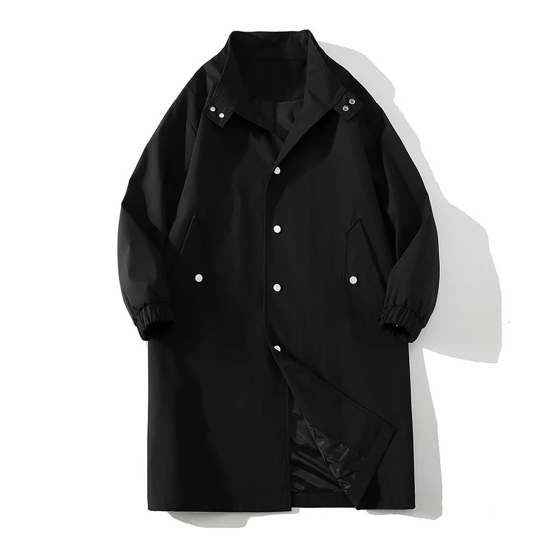 Autumn British style mid length trench coat mens casual loose jacket mens coat240807