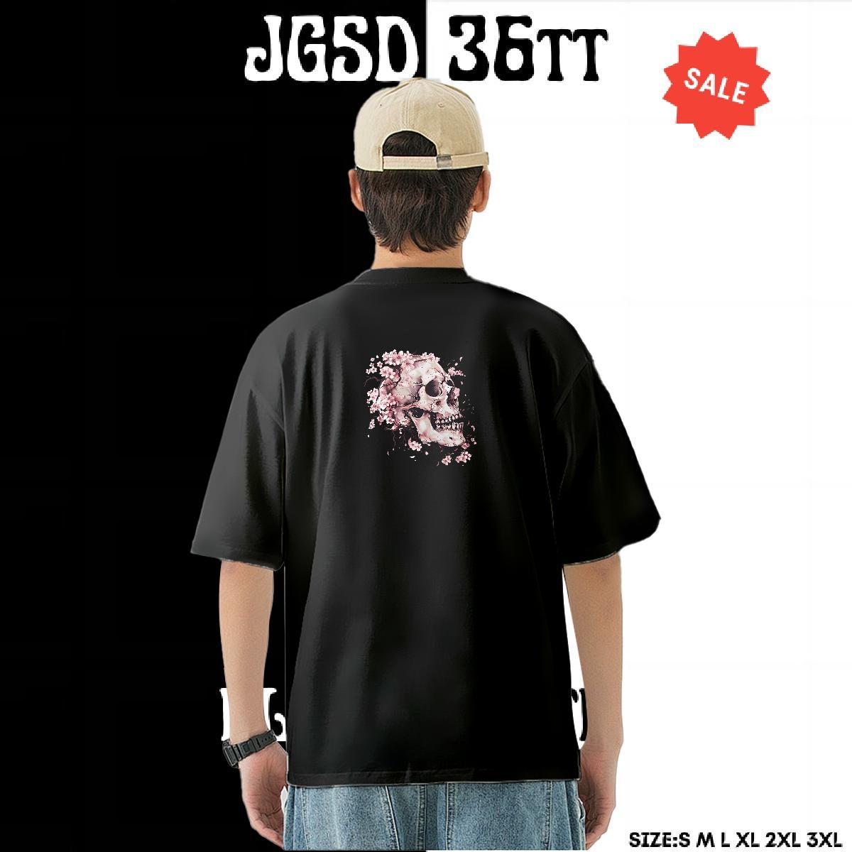 2024 T-Shirts skull Tees 100% Cotton 230g Anime Printing Street Unisex Plus Size Cartoon Breathable Crew Neck Men Clothes T-Shirt