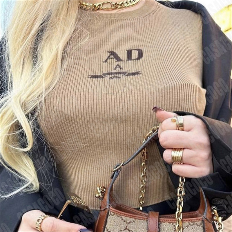 High Elasticity Women Designer Teeshirt Long Sleeve Thin T-shirts Winter Slim Fit Knitted Tees Shirts Girls Sexy Knitted Sweater Base Top T Shirt Pullover