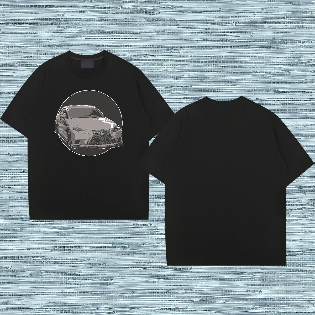 Fashion Man T Shirts car Tee Shirt 230g Pure Cotton Beach Wholesale Graphic O-Neck Short Sleeve Tshirt for Man Woman