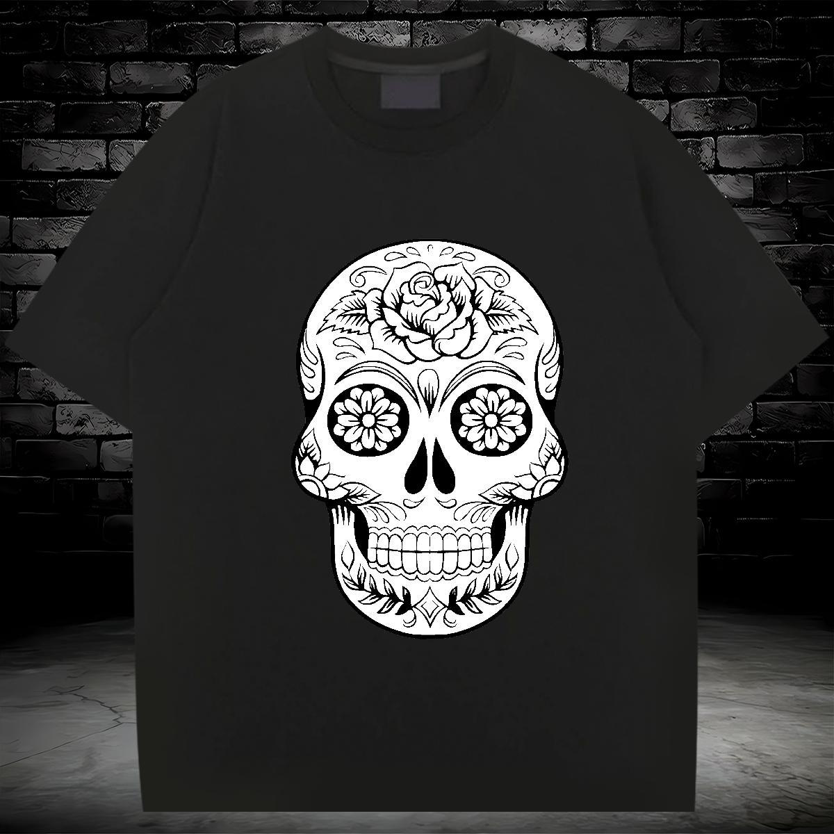 2024 Mens T Shirts skull Tee Shirt 230g Pure Cotton Sport Cool Design Anime Print Breathable Crew Neck Tshirts