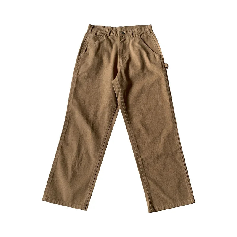 Japanese style washed vintage canvas multi pocket pants cargo men Korean Fashion Streetwear 240806