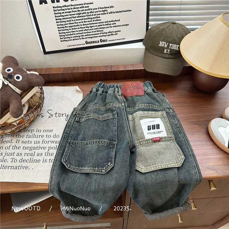 Jeans Boys Jean Pants Long Trousers Cotton 2024 Casual Spring Autumn Babys Kids Pants High Quality Childrens Clothing