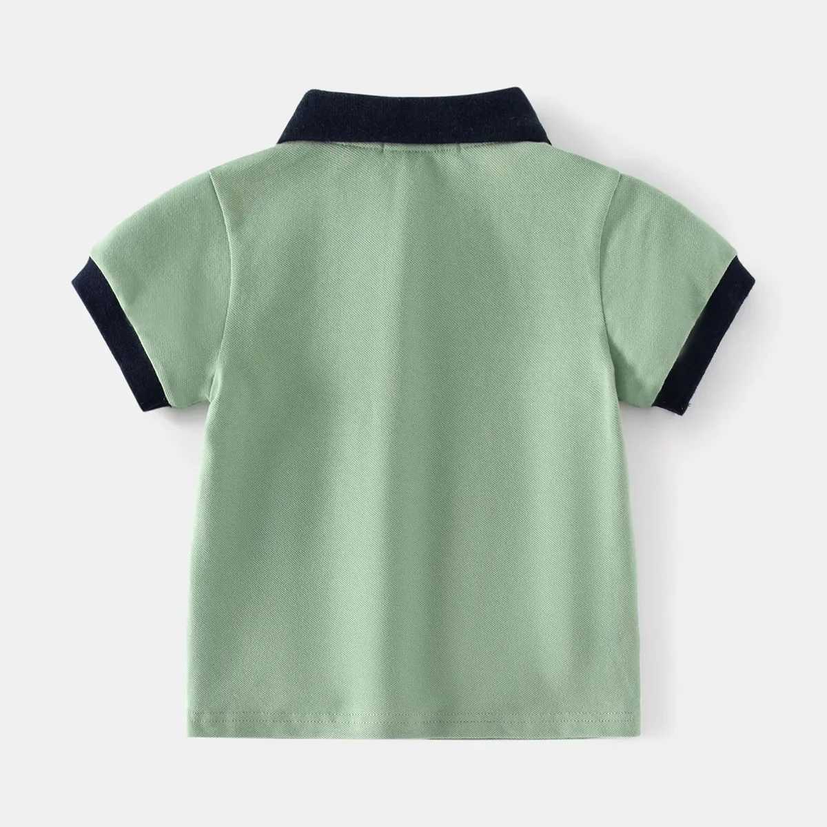 Boys casual polo shirt summer childrens dinosaur printed cotton short sleeved lapel T-shirt top childrens clothing 2-6Y W241223