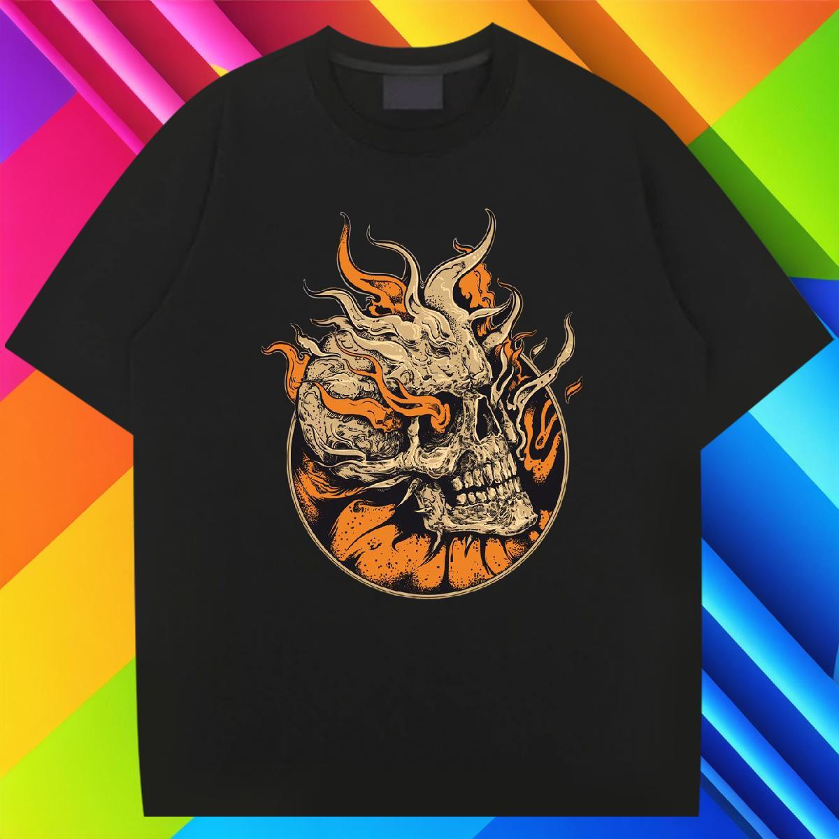 Fashion Design Man T Shirts skull Tees 230g Pure Cotton Casual Daily Wear TOP Quality Oversized 3XL 4XL Breathable Crew Neck Couples T Shirts