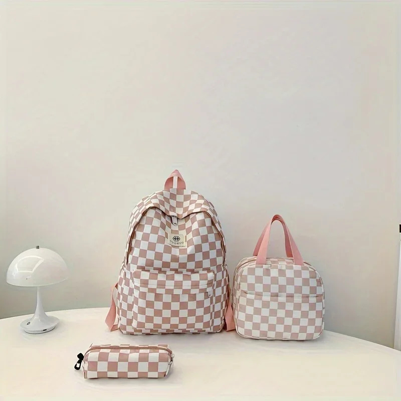 3piece highquality fabric womens backpack school large capacity travel bag student leisure 240807