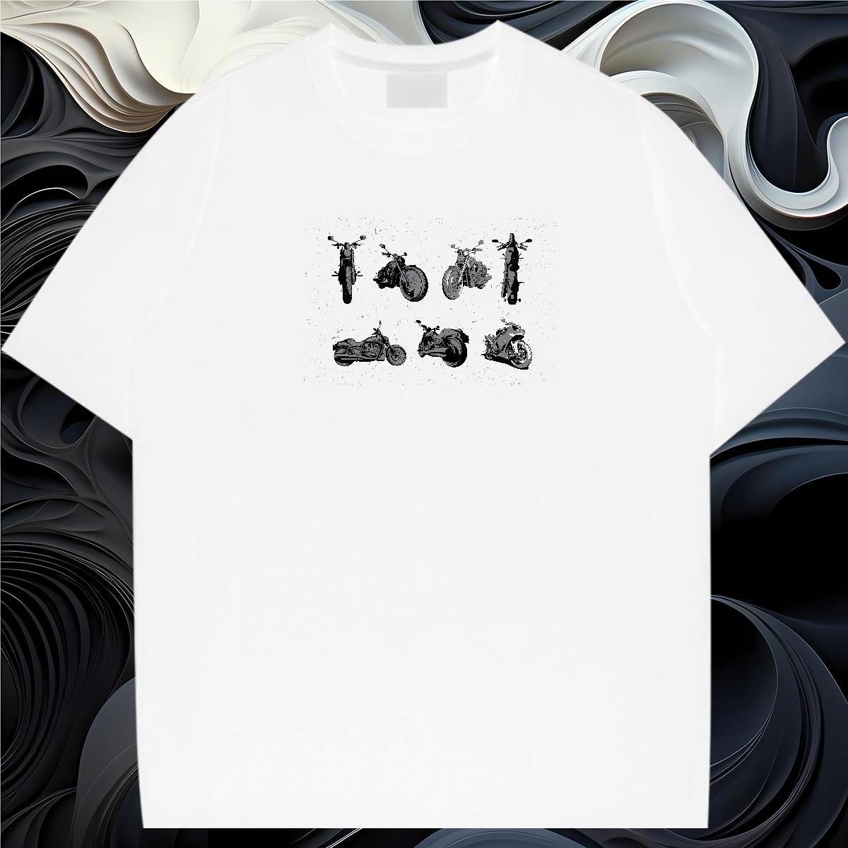 Fashion Designer Men T Shirts Motorcycle Tops 230g Cotton Daily Outfit Cool Design Oversized 3XL 4XL Crew Neck Men Tshirts
