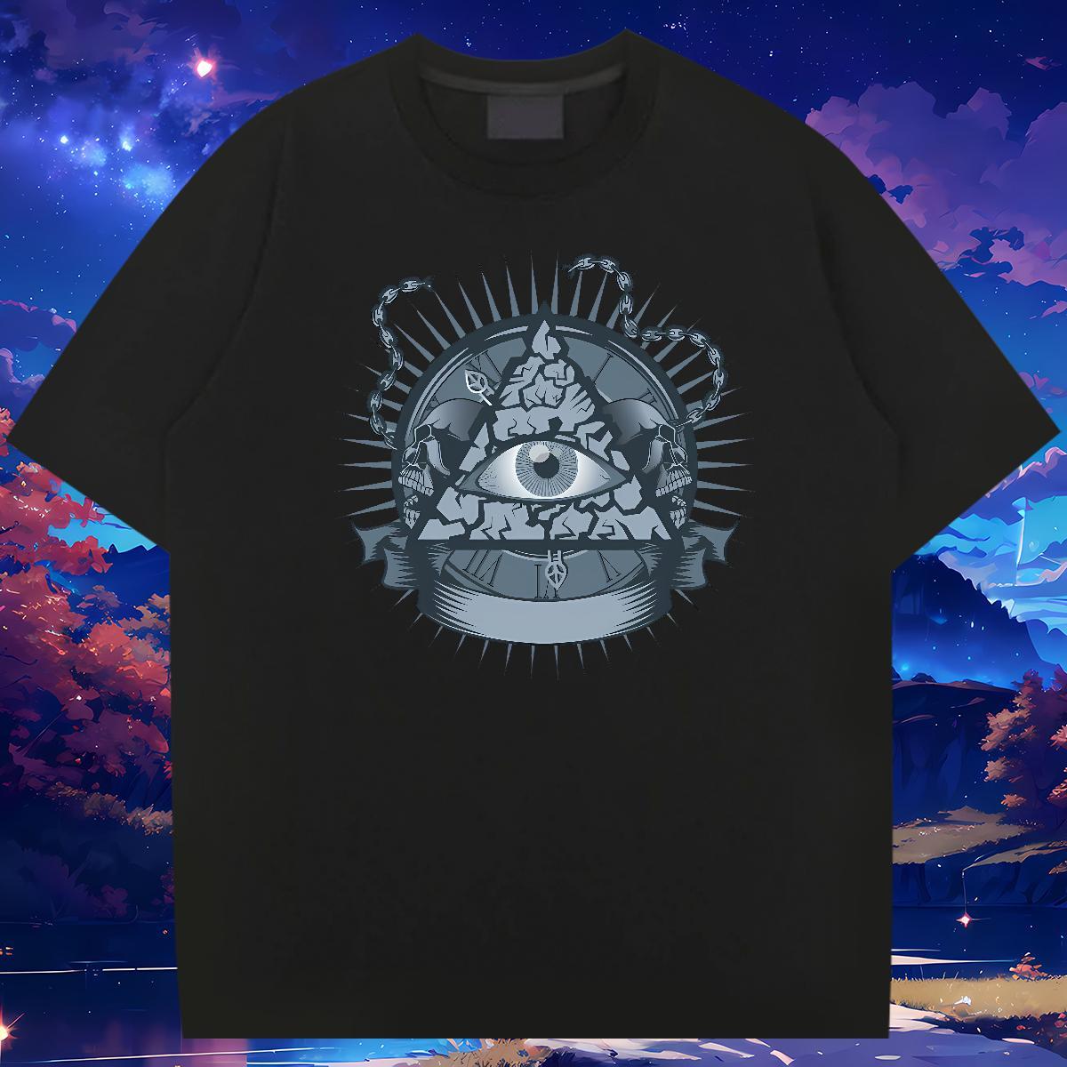 Free Shipping T-Shirts for Men eye of the devil Tops Tees 100% Cotton 230g High Street Hip Hop Classic Custom Printed Crew Neck Men Tops Tees