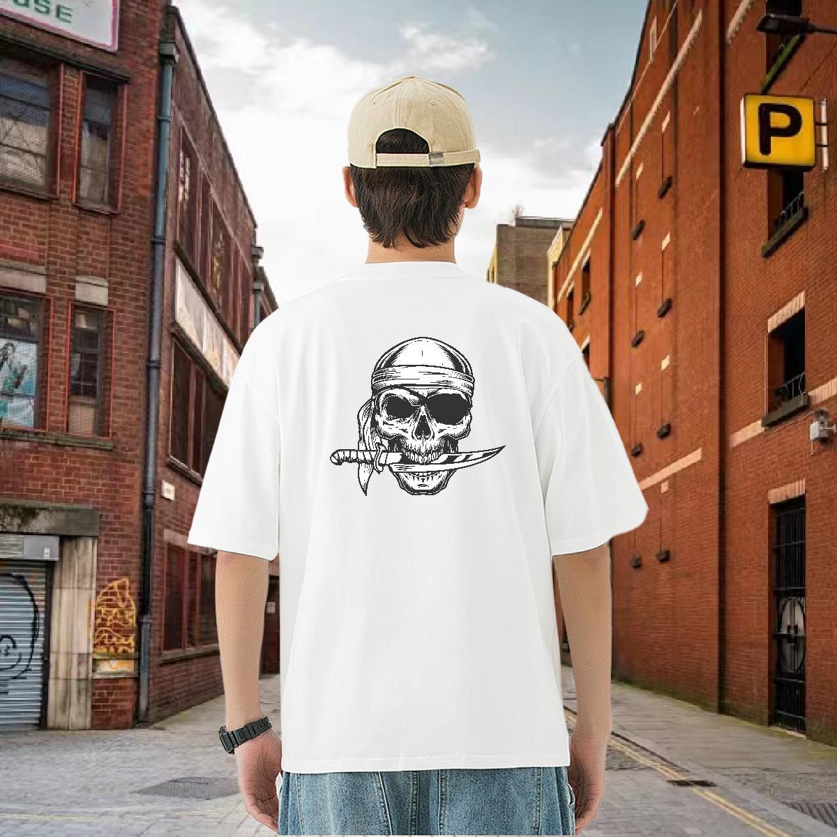 Customized Man T Shirts skull Tee Shirt 230g Pure Cotton Street Wear Unisex Skull Short Sleeve O-Neck Tshirt for Man Woman