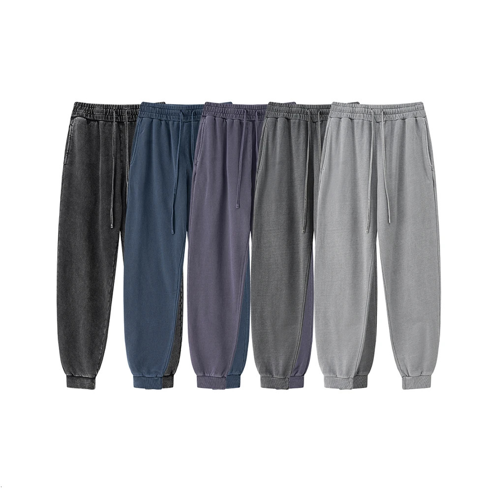 ZODF Retro Men Washed 380gsm 100% Cotton Sweatpant Unisex Loose Sport Solid Joggers Pants For Spring Autumn HY0901 240806
