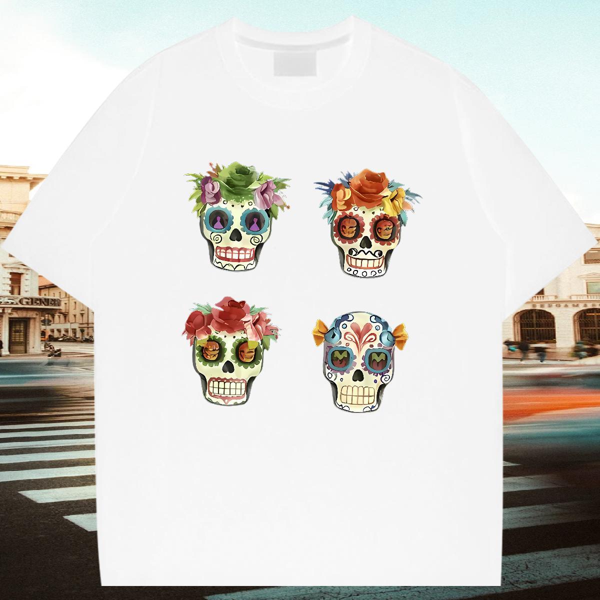 Free Shipping T Shirt For Man flower Polos 100% Cotton 230g Street wear Hip Hop Cool Design Custom Printing Short Sleeve O-Neck Men Clothes T-Shirt