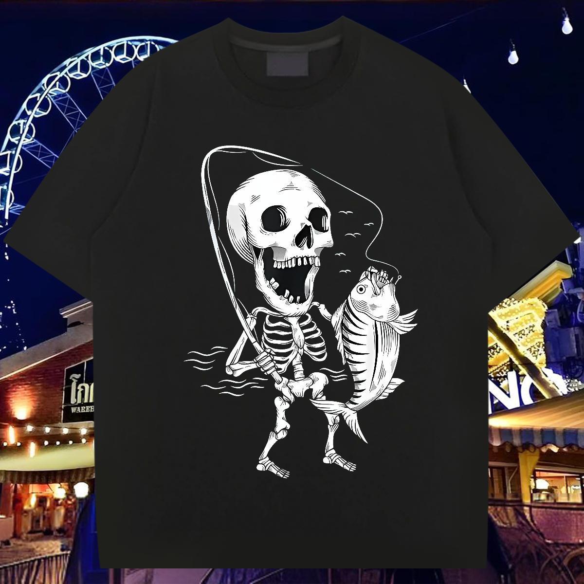 Custom T-Shirts for Men skull Tshirts 230g 100% Cotton Daily Outfit Unisex Oversized 4XL Breathable Short Sleeve Tshirt for Man Woman
