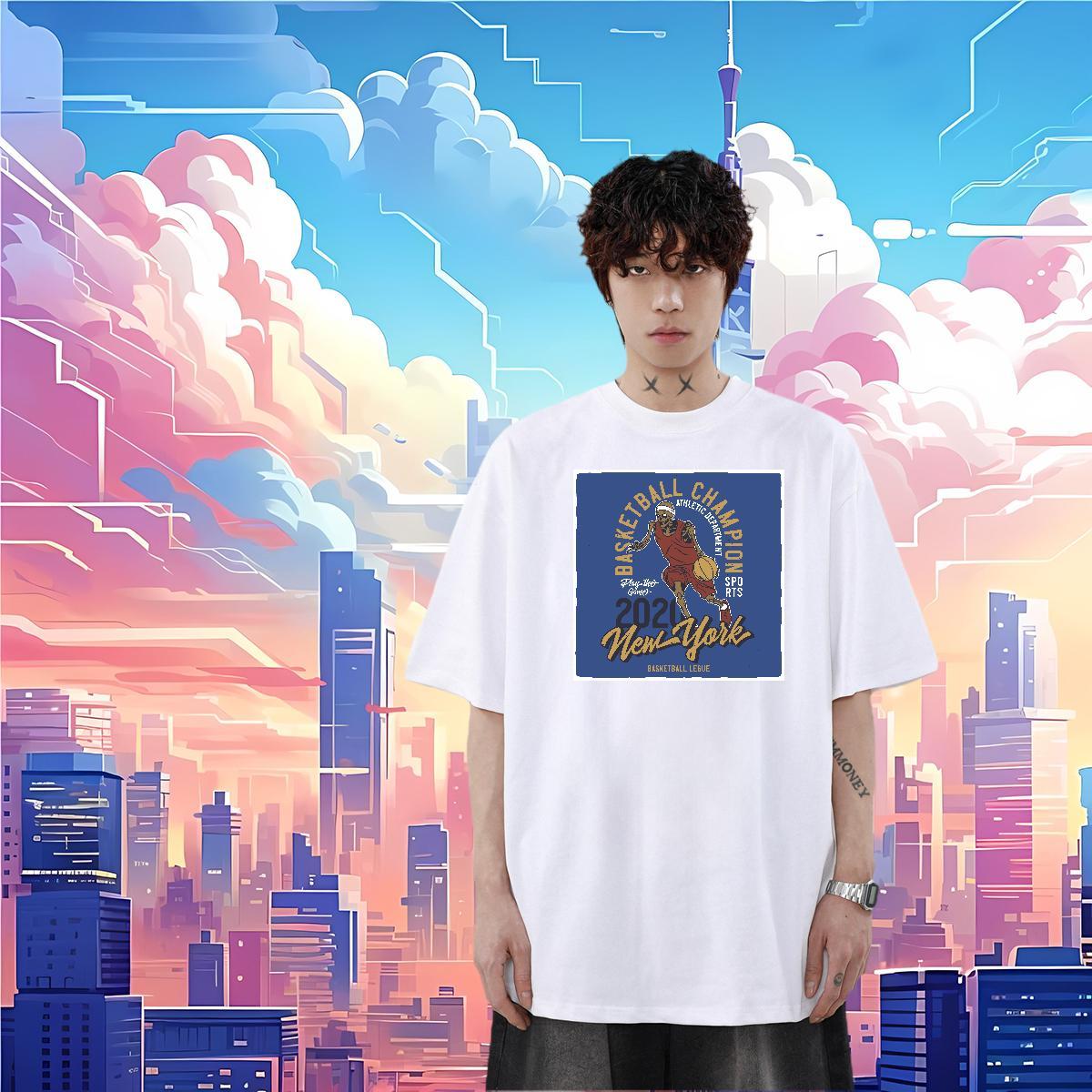 2024 Summer T Shirt For Man skull Wear 230g 100% Cotton Outdoor Unisex Plus Size Cartoon Breathable Short Sleeve Tshirt for Man Woman