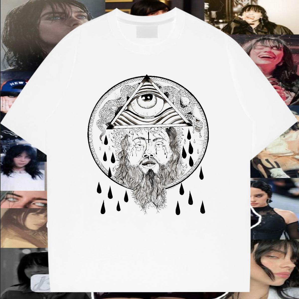 Stylist Men T Shirts eye of the devil Tops Tees 100% Cotton 230g Anime Printing Street Designer Black Oversized Breathable Crew Neck Men Tees