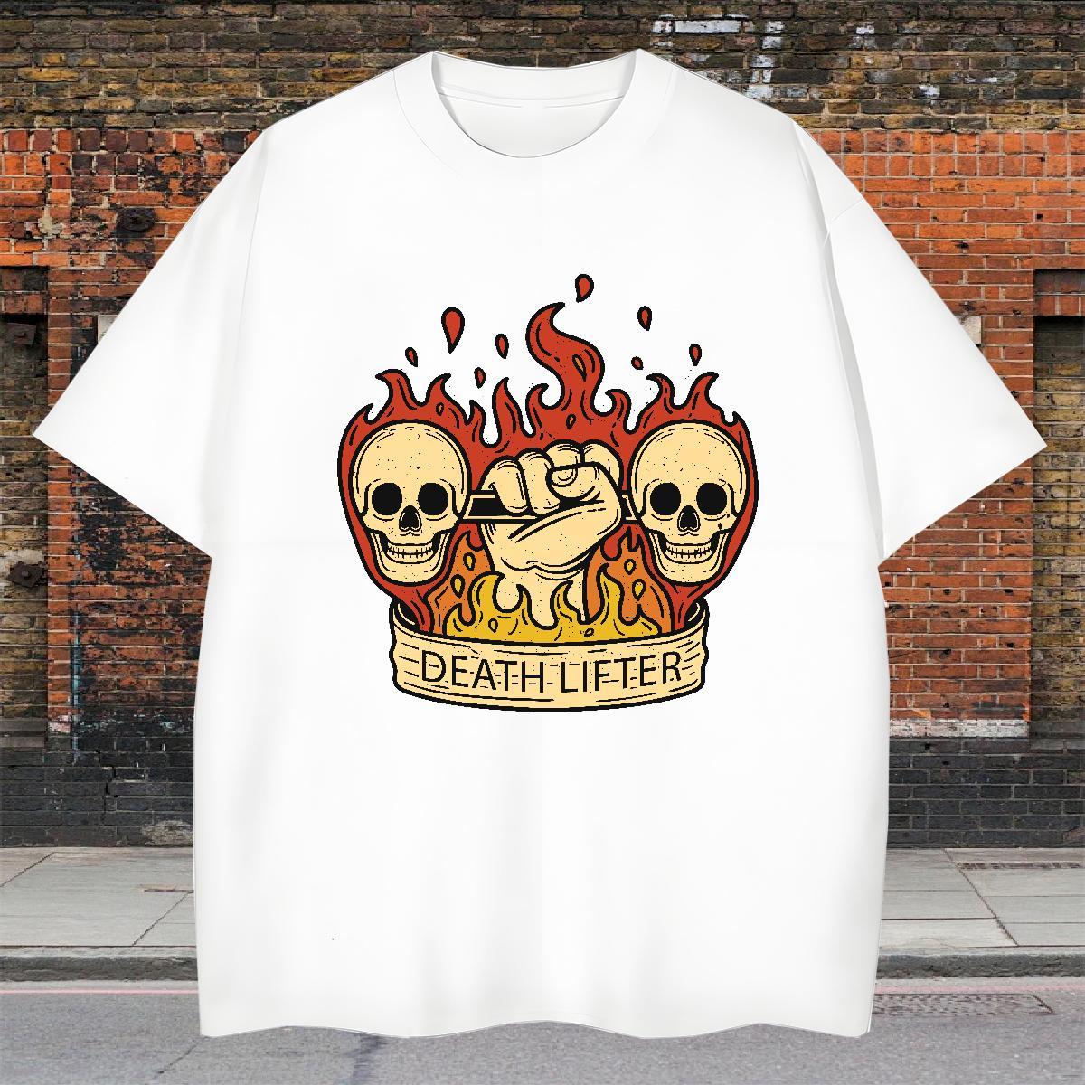 2024 T Shirt For Man skull Tshirts 230g 100% Cotton Street Popular Graphic Short Sleeve O-Neck Men Tops Tees