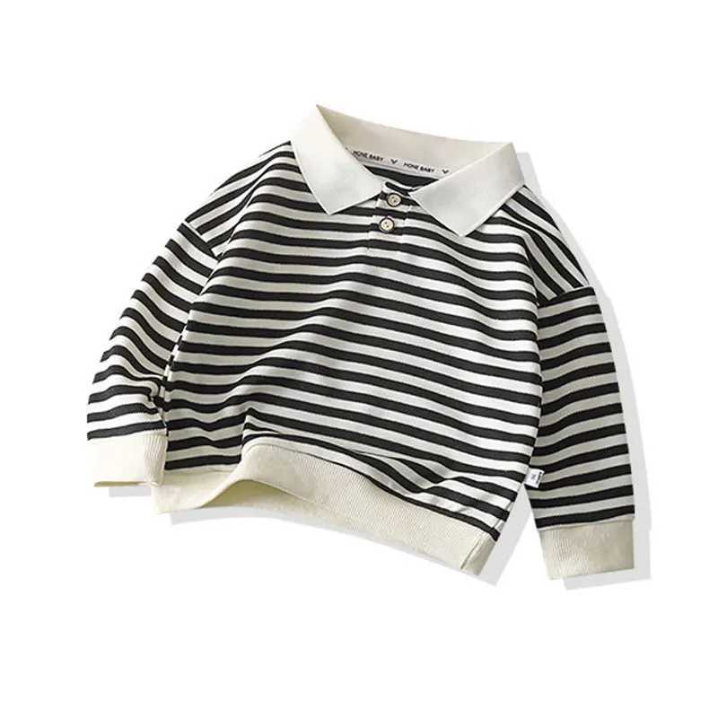 Boys polo shirt 2024 autumn childrens winter top long sleeved childrens T-shirt striped girls shirt baby T-shirt toddler clothing W241223
