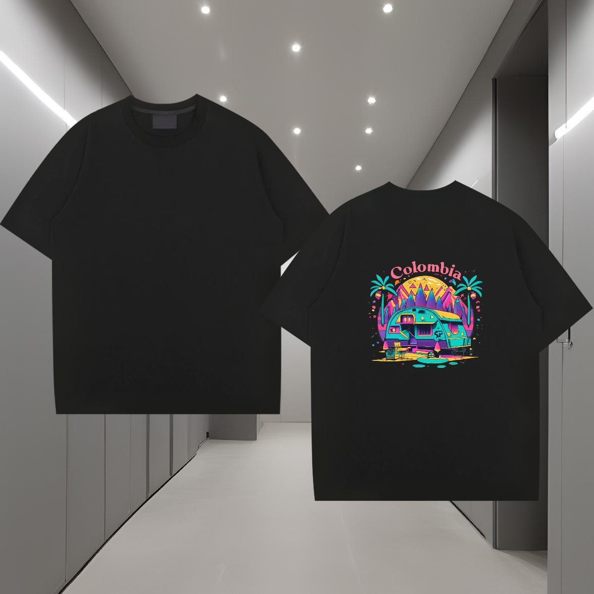 DIY T shirt beach Tops Shirt 230g 100% Cotton Anime Printing Street Comfortable DIY Logo Oversized Breathable Men Tshirts