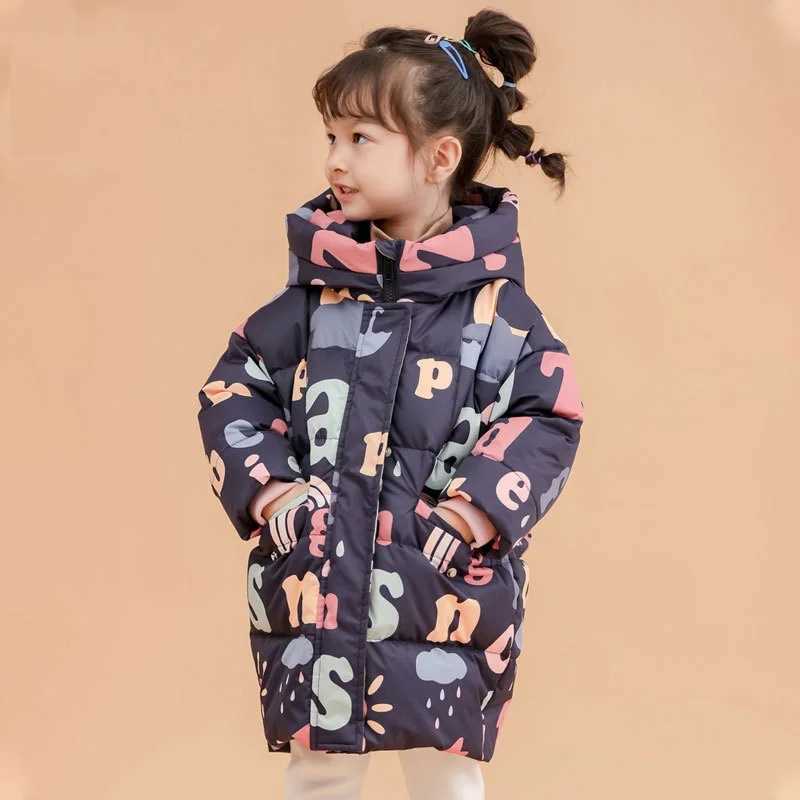 Winter Girls Boys Puffer Jackets Warmth Waterproof Child Long Down Coats Cartoon Kids Snow Outfits Baby Therme Parka 1-8 Years Y240803