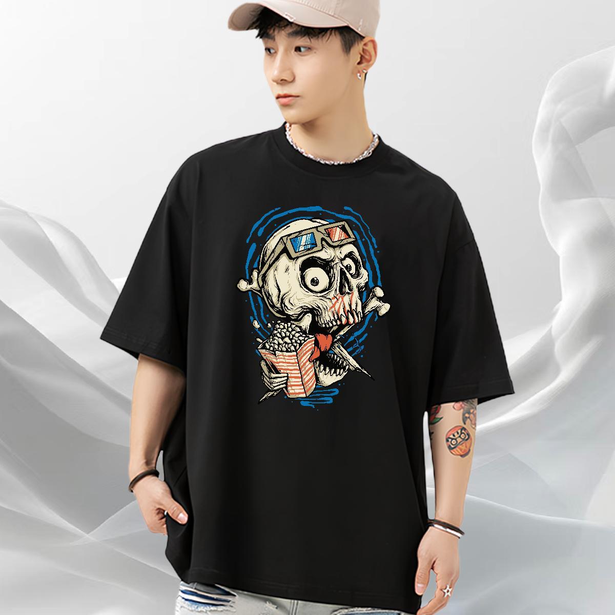 Factory Direct Man T Shirts skull Polos 230g 100% Cotton Casual Wholesale Custom Anime Round Neck Short Sleeve Men Clothes T-Shirt
