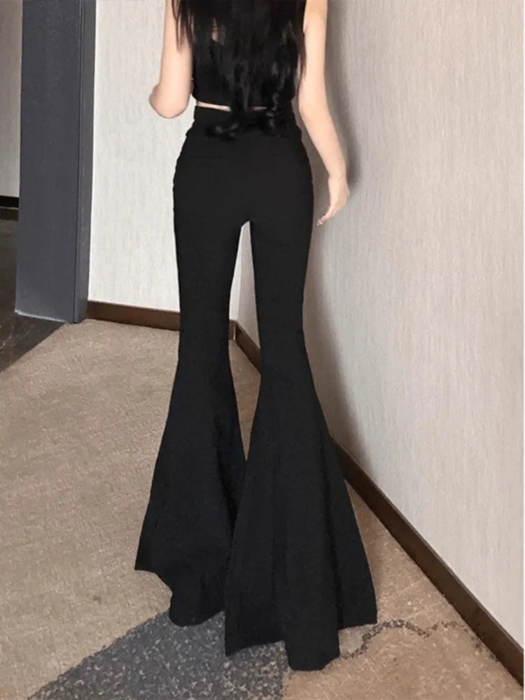 Ezgaga Women Pants High Waist Spring Summer Slim Solid Flare Long Trouser Sexy Streetwear Fashion Ladies Elegant Chic Casual 240807