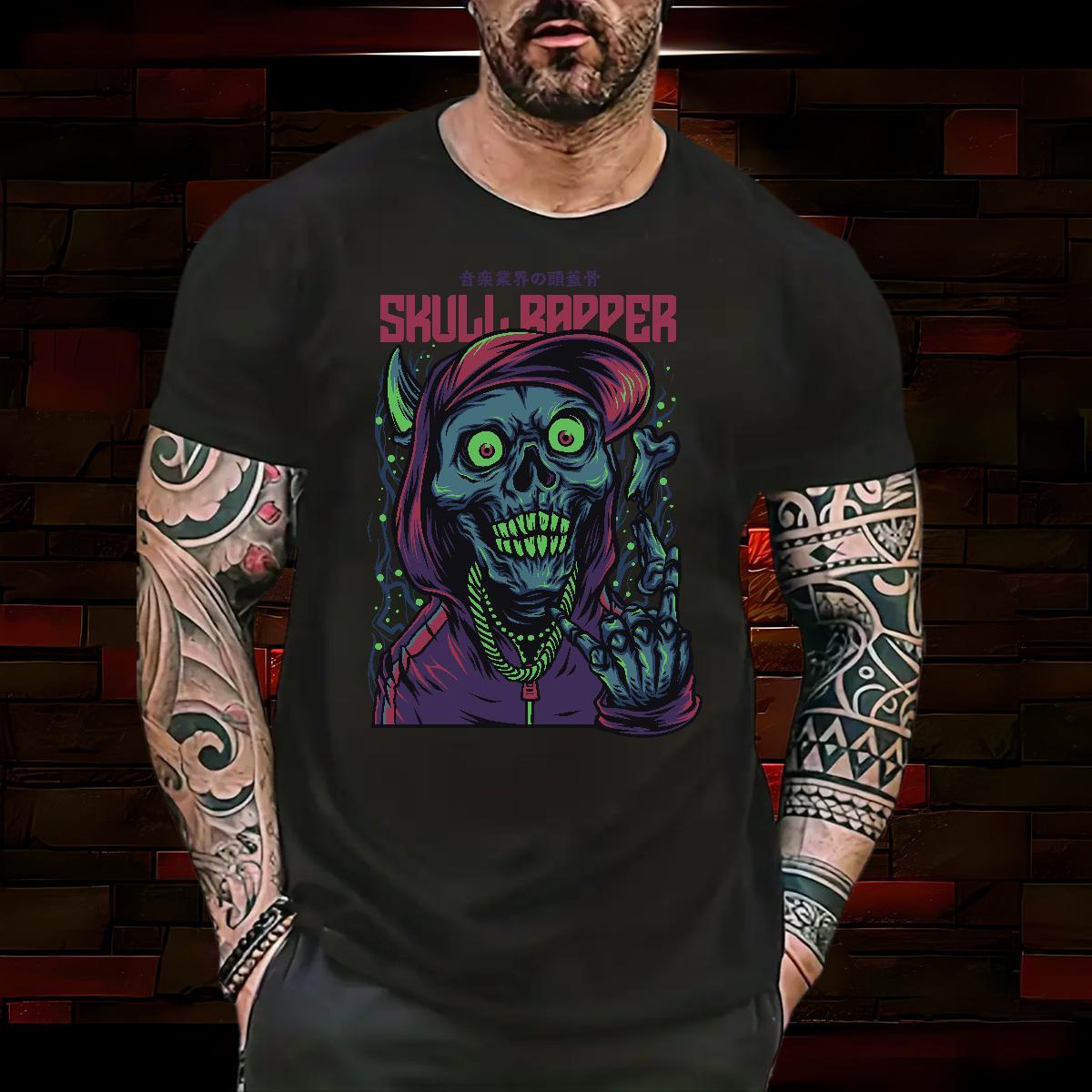 Fashion Casual T-Shirts for Men skull Wear 100% Cotton 230g Spring Summer Free Shipping Plus Size Custom Round Neck Short Sleeve Tshirts