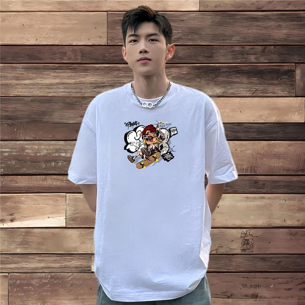 New Designer Man T Shirts skateboarding Tshirts 100% Cotton 230g Street Wear Cool Design Floral Print Breathable Soft Tshirt for Man Woman