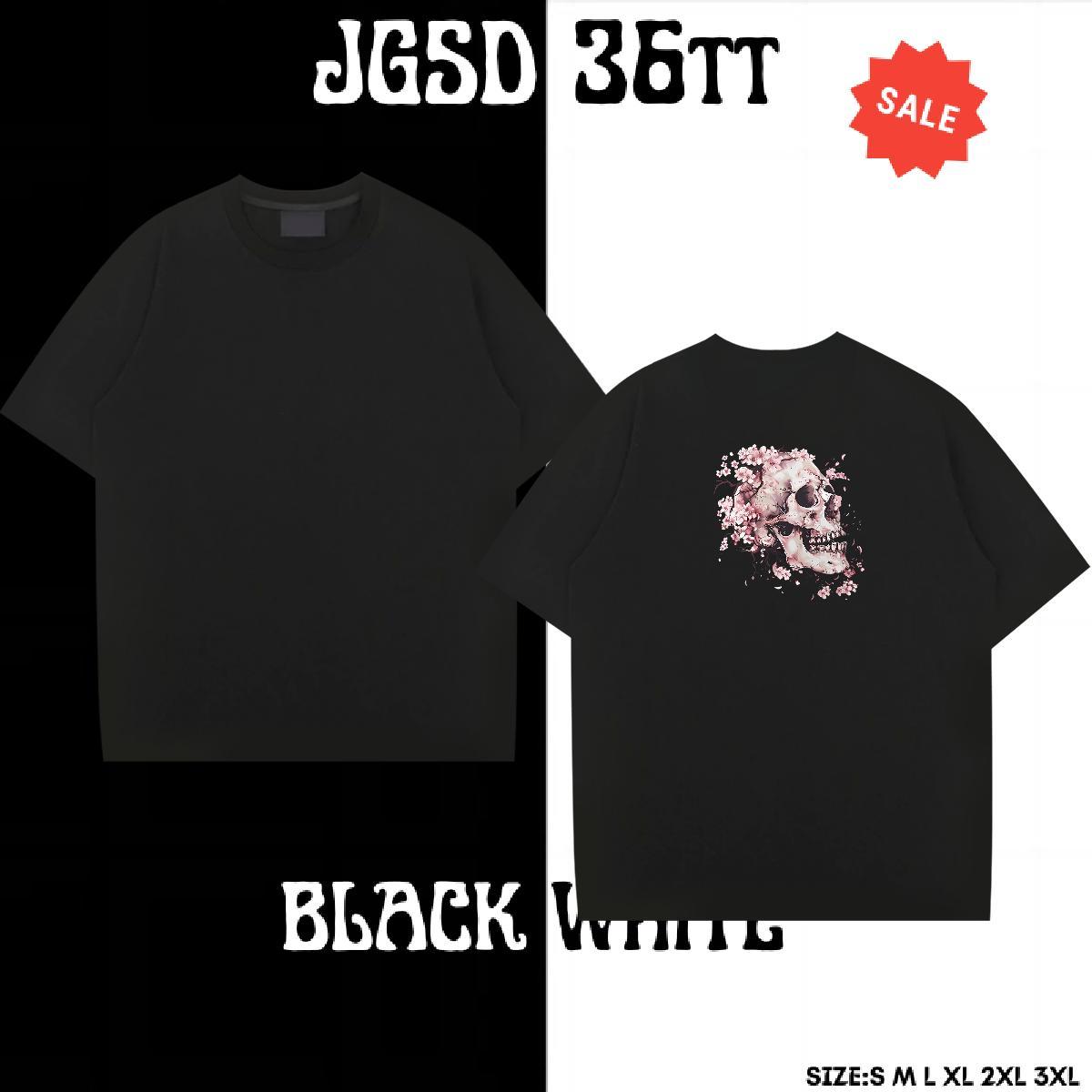 2024 T-Shirts skull Tees 100% Cotton 230g Anime Printing Street Unisex Plus Size Cartoon Breathable Crew Neck Men Clothes T-Shirt