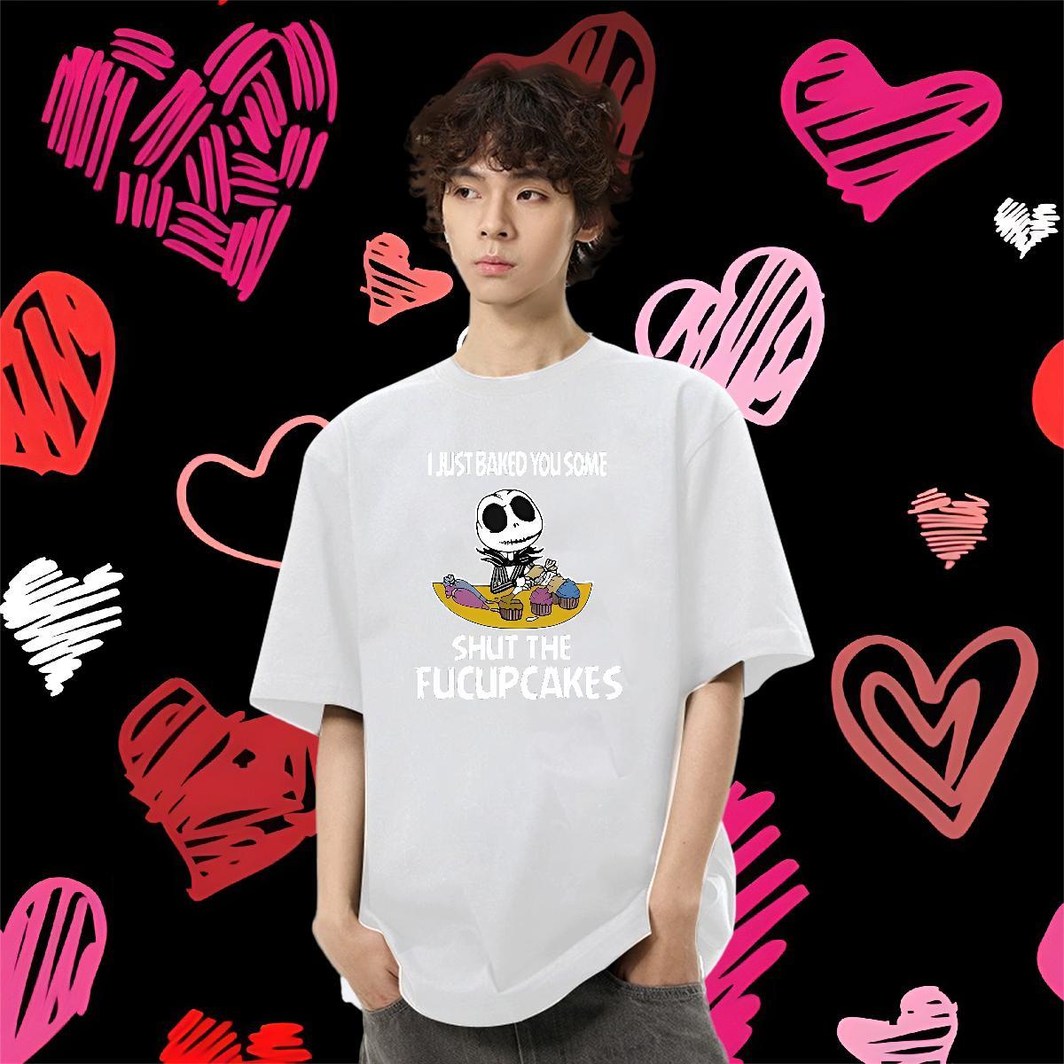 Free Shipping Man T Shirts cake Polos 230g 100% Cotton Anime Printing Street Loose Custom Anime Round Neck Short Sleeve Tshirt for Man Woman