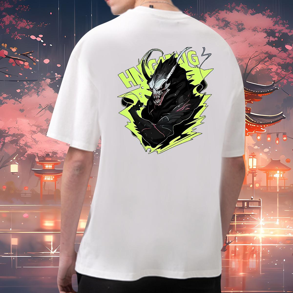 Free Shipping Men T Shirts skull Tees 230g 100% Cotton Daily Wear Brand Floral Print Short Sleeve O-Neck Mens Tshirts